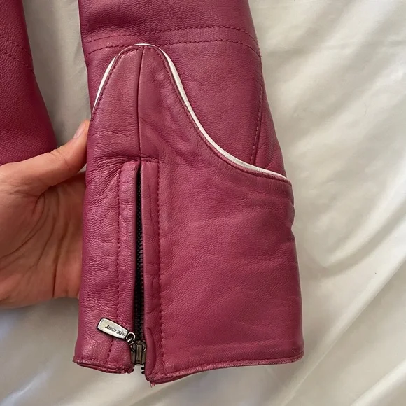 extasy fuschia pink leather moto jacket - Picture 10 of 14
